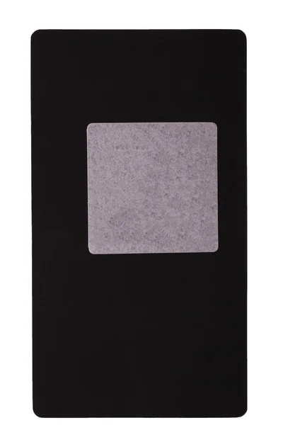 Black card with gray sticker — Stock Photo, Image