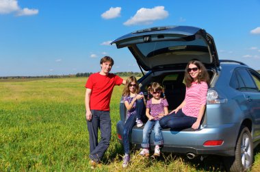 Family travel by car clipart