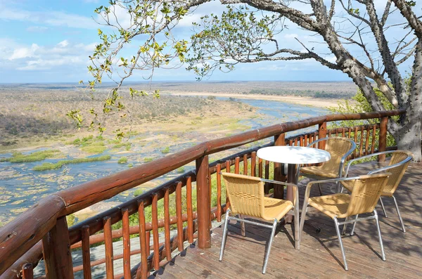 Beautiful river view from camping restaurant — Stock Photo, Image