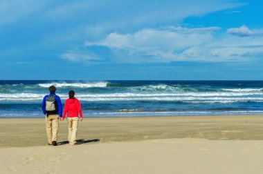 mutlu bir çift güzel okyanus plaj
