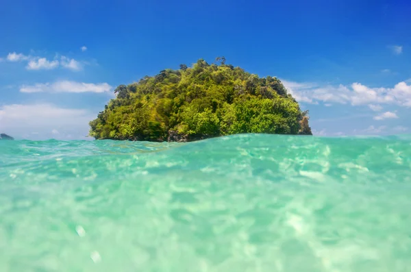 Beautiful tropical island and underwater sea world — Stock Photo, Image