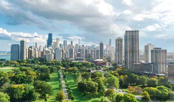 Chicago Hava Aracı Görüntüsü Yukarıdan Chicago Şehir Merkezi Gökdelenler Şehir — Stok fotoğraf