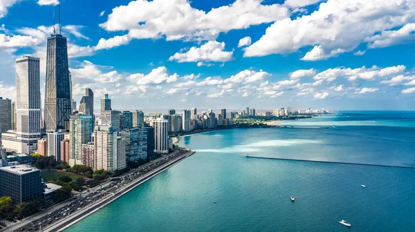 Chicago Skyline Vista Aérea Drone Cima Cidade Chicago Arranha Céus — Fotografia de Stock
