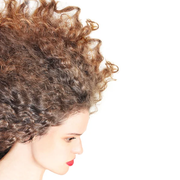 Hairstyle curly hair woman brunette — Stock Photo, Image