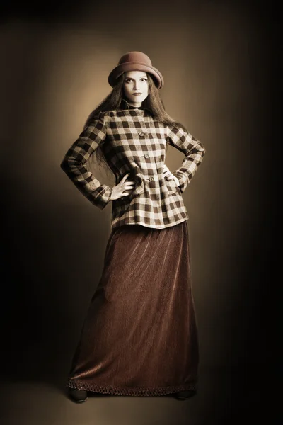 Retro vintage giyim kadında — Stok fotoğraf