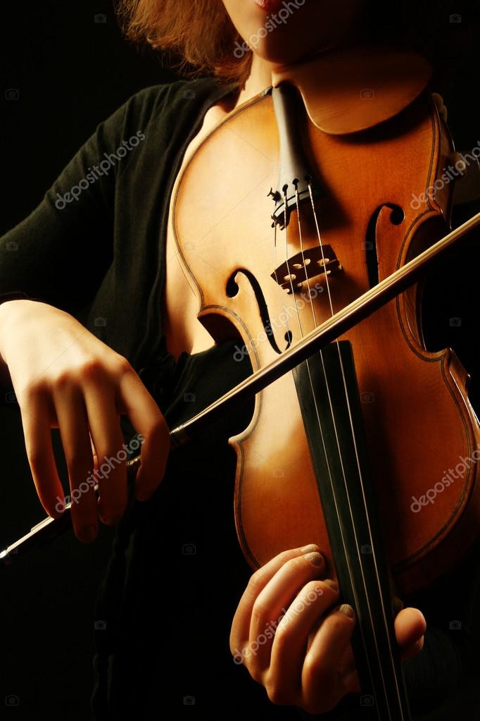 Violin orchestra instruments violinist hands — Stock Photo © alenavlad