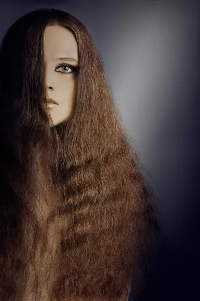 Penteado de mulher com cabelo longo — Fotografia de Stock