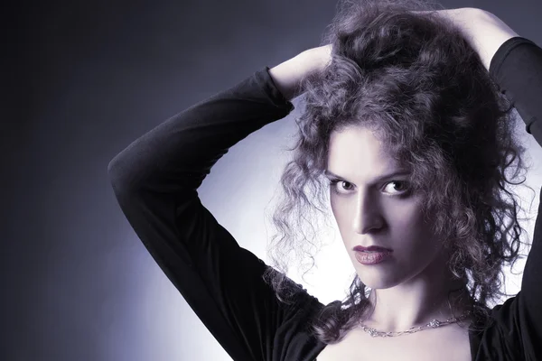 Fashion portrait curly hair woman Royalty Free Stock Photos