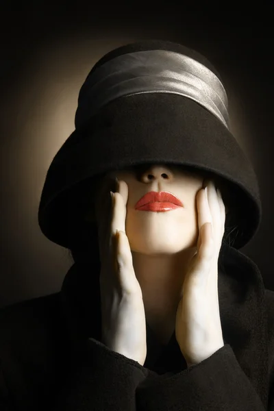 Retro žena v klobouku vinobraní portrét — Stock fotografie