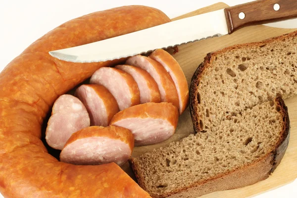 Wurst mit Brot — Stockfoto