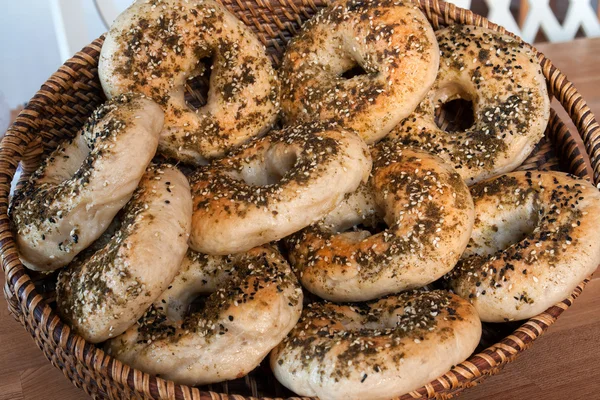 An assortment of fresh bagels — Stock Photo, Image