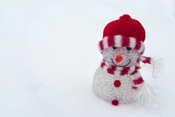 Bílé Vánoce - veselý sněhulák červený — Stock fotografie