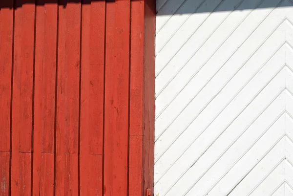 Fond en bois peint rouge et blanc — Photo