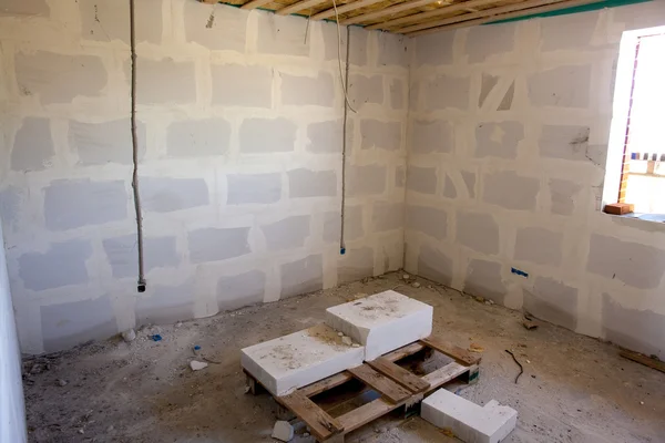 A l'intérieur d'une maison en construction — Photo