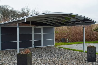 Modern carport car garage parking clipart