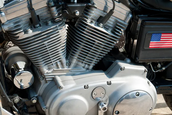 Motorcycle bike chrome engine and exhaust — Stock Photo, Image