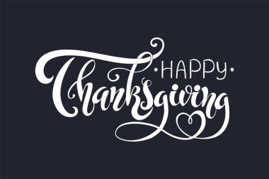 Şükran günün kutlu olsun. El yazması harflerle ve el yazması elementlerle pankart. Sonbahar arkaplanı. Vektör çizimi. Bayram kutlaması için bir poster..