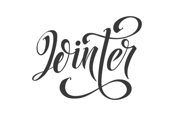 Hello Winter Hand Lettering Calligraphy Vector Holiday Illustration Element Typographic — Stock Vector