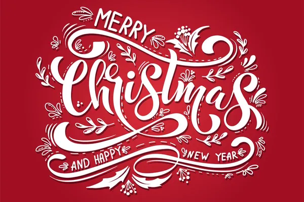Веселого Різдва Новим Роком Пишіть Каліграфію Елемент Векторного Свята Типографський — стоковий вектор