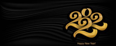 Yeni yılın kutlu olsun 2022 el yazısı. Vektör tatil illüstrasyon elemanı. Pankart için tipografik öge, tebrikler.