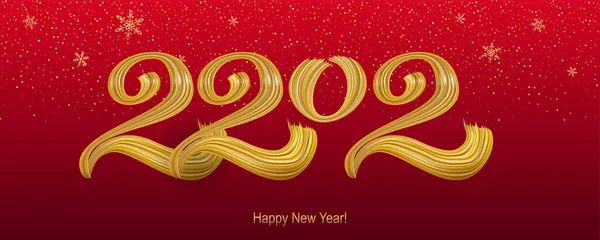 Feliz Ano Novo 2022 Caligrafia Letras Mão Vector Elemento Ilustração — Vetor de Stock