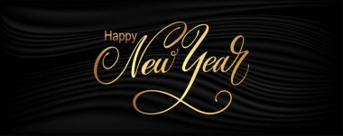 Kaligrafi yazarken mutlu yıllar. Vektör tatil illüstrasyon elemanı. Pankart için tipografik öge, tebrikler.