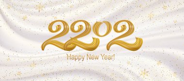 Yeni yılın kutlu olsun 2022 el yazısı. Vektör tatil illüstrasyon elemanı. Pankart için tipografik öge, tebrikler.