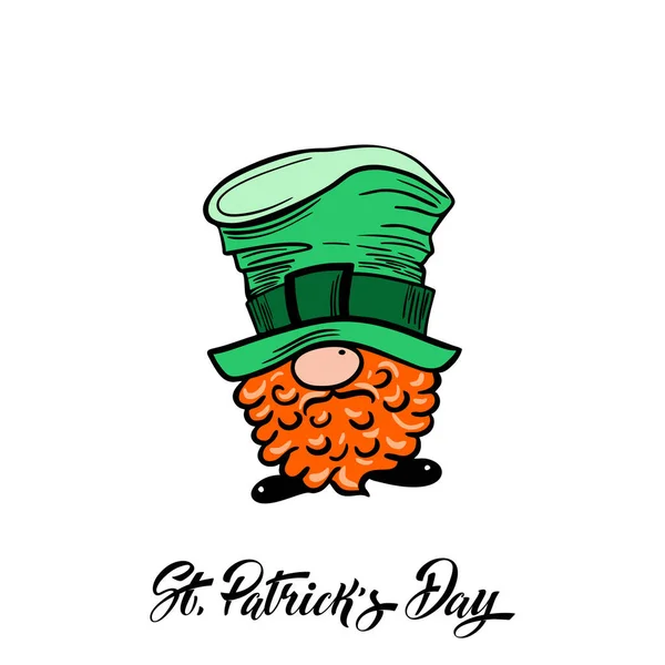 Happy Patricks Day Funny Gnomes Logos Emblems Invitations Cards — Stock Vector