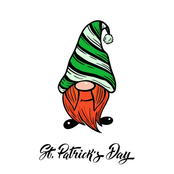 Happy Patricks Day Funny Gnomes Logos Emblems Invitations Cards — Stock Vector