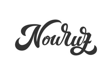 Nowruz tatil vektör tasarım elementleri. Novruz Pers Yeni Yıl kompozisyonu. El yazısıyla yazılmış harfler.