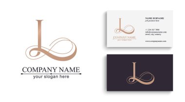 L logosu ya da monogram. Alfabe baş harflerinin L harfleri. Şirket markası için güzel bir logo tasarımı. Kartvizit için form. İşiniz için. Vektör illüstrasyonu.
