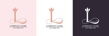 L logosu ya da monogram. Alfabe baş harflerinin L harfleri. Şirket markası için güzel bir logo tasarımı. Kartvizit için form. İşiniz için. Vektör illüstrasyonu.