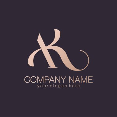 AK harfli monogram. Zarif lüks logo. Kaligrafi stili. Şirket kimliği ve kişisel logo. Vektör tasarımı.