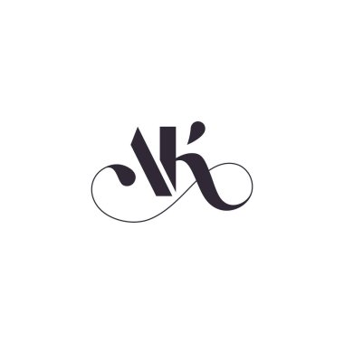 AK harfli monogram. Zarif lüks logo. Kaligrafi stili. Şirket kimliği ve kişisel logo. Vektör tasarımı.