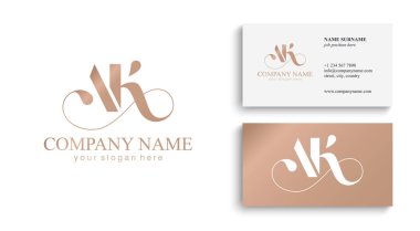AK harfli monogram. Zarif lüks logo. Kaligrafi stili. Şirket kimliği ve kişisel logo. Vektör tasarımı.