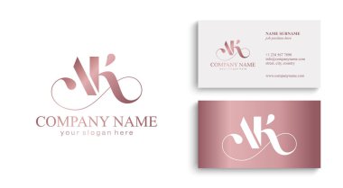 AK harfli monogram. Zarif lüks logo. Kaligrafi stili. Şirket kimliği ve kişisel logo. Vektör tasarımı.