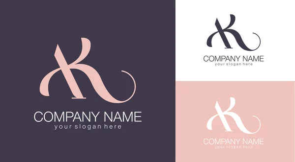 Letter Monogram Elegant Luxury Logo Calligraphic Style Corporate Identity Personal —  Vetores de Stock