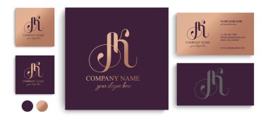 AK harfli monogram. Zarif lüks KA logosu. Kaligrafi stili. Şirket kimliği ve kişisel logo. Vektör tasarımı.