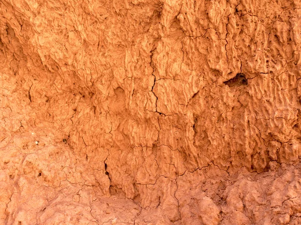 Textura Argila Vermelha Padrões Naturais Naturais Fundo Vermelho Seco Close — Fotografia de Stock