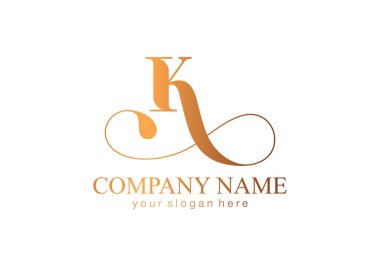 K harfi baş harfleri. Zarif lüks K logosu. Kaligrafi stili. Şirket kimliği ve kişisel logo. Vektör tasarımı.
