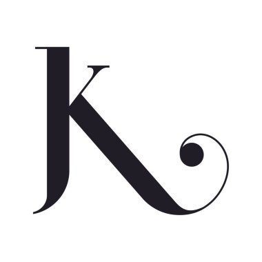 K harfi baş harfleri. Zarif lüks K logosu. Kaligrafi stili. Şirket kimliği ve kişisel logo. Vektör tasarımı.