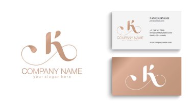 K harfi baş harfleri. Zarif lüks K logosu. Kaligrafi stili. Şirket kimliği ve kişisel logo. Vektör tasarımı.