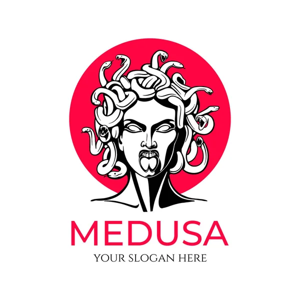 Logo Medusa Gorgon Hlava Ženy Hady Ochranný Amulet Logo Pro — Stockový vektor