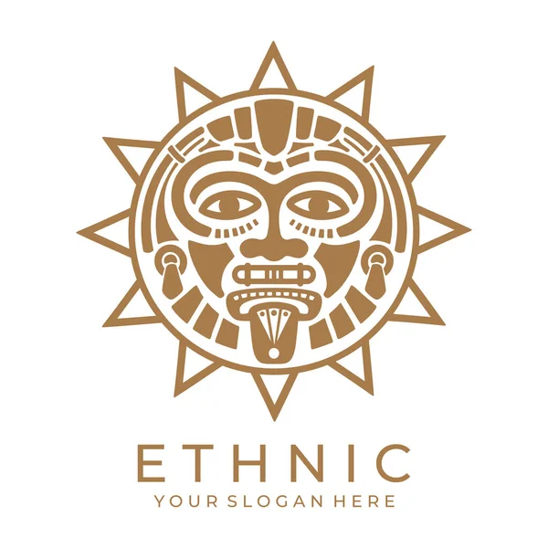 Ethnic Mask Logo Aztec Mayan Mask Logo Business Cultural Vector — Stock Vector