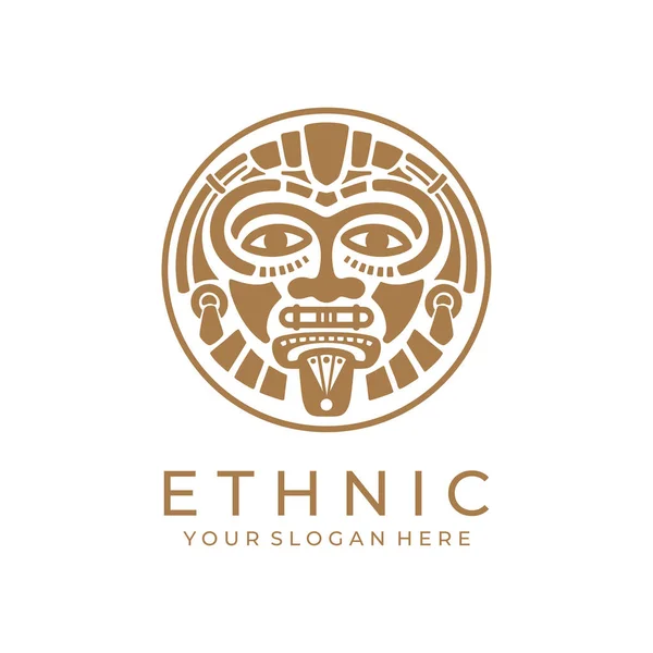 Ethnic Mask Logo Aztec Mayan Mask Logo Business Cultural Vector — Stock Vector