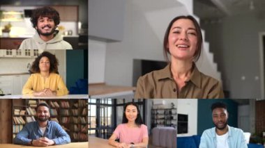 Çeşitli meslektaşlar video bağlantısı üzerinden konuşuyor, iş arkadaşlarının video toplantısı