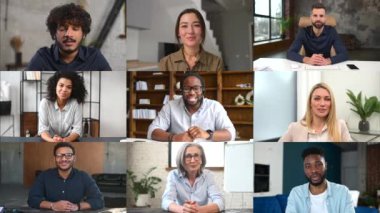 Çevrimiçi webinar konsepti. Çeşitli kişilerin görüntülü sohbeti