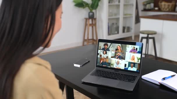 Video meeting, online conference with coworkers — Wideo stockowe