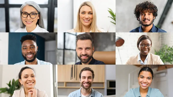 Tela de monitor de computador com um grupo de pessoas multirraciais — Fotografia de Stock