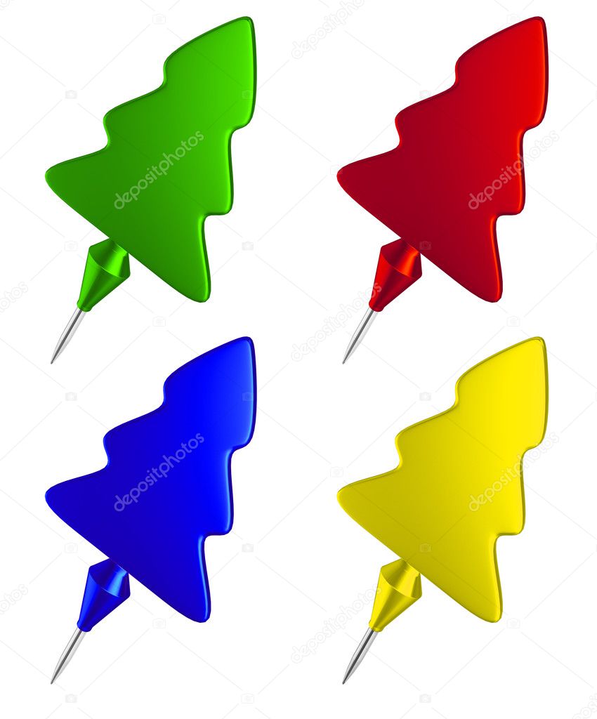 Set of color pushpins